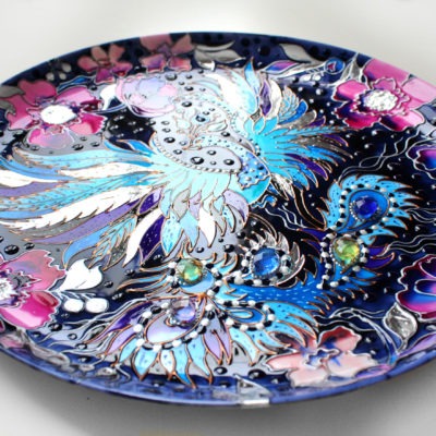 Декоративная тарелка 32 см на стену «Синяя птица счастья»
