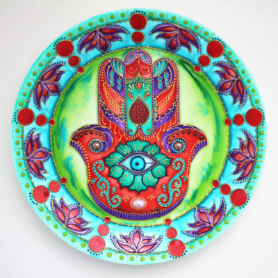 «Хамса — Рука Бога» Декоративная тарелка на стену с ручной росписью