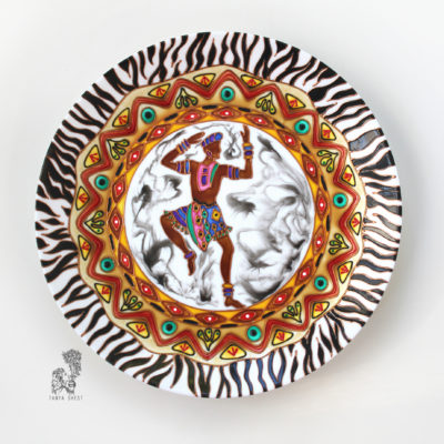 «Африканский танец» — Набор декоративных тарелок — ручная роспись