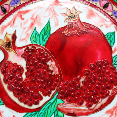 Декоративная тарелка на стену «Гранат» ручная роспись (25, 32, 40 см)