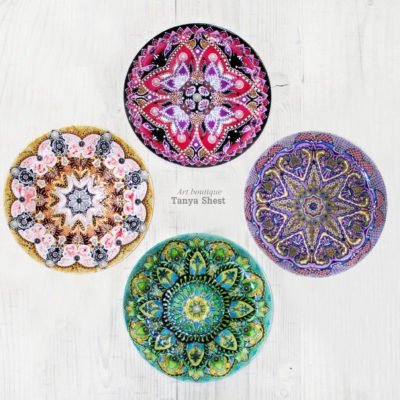 «4 Мандалы» Набор декоративных тарелок на стену