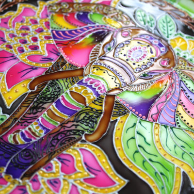 «Индийский слон» декоративная тарелка с ручной росписью. Яркий образ, который запомнится!