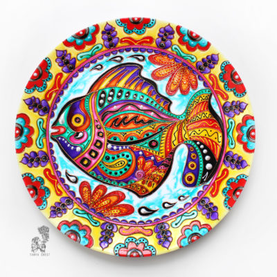 Мексиканская рыба — декоративная тарелка на стену, Яркие цвета, глянцевый блеск