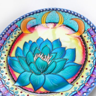 «Ночной Лотос» Декоративная тарелка на стену Оригинальный декор