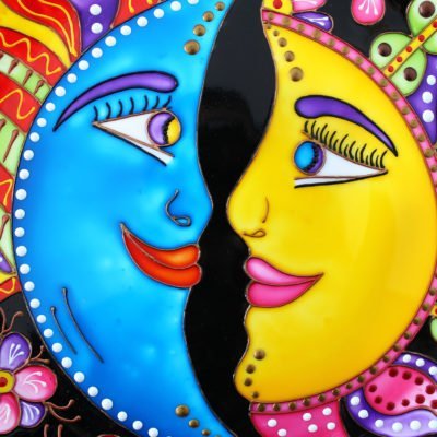 «Луна и Солнце» Декоративная тарелка ручная роспись