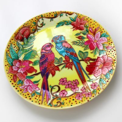 «Влюбленные попугаи» настенная декоративная тарелка