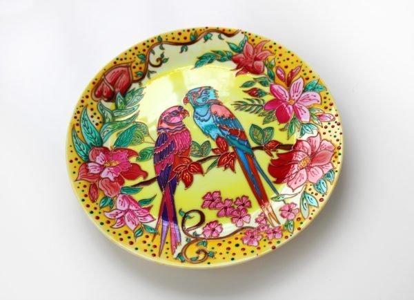 тарелка влюбленные попугаи