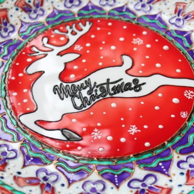 Декоративная тарелка «Marry Christmas»(Счастливого Рождества) Олень — Красный новогодний декор 25/32/40см