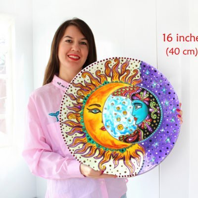 «Солнечное затмение» Декоративная тарелка с ручной росписью