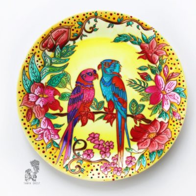 тарелка на стену влюбленные попугаи