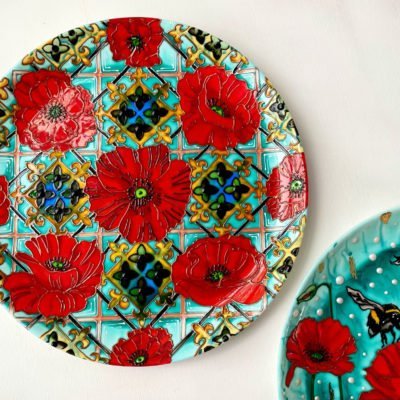 «Маки и кружево» Настенная тарелка для украшения стен