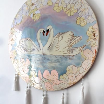 Круглая картина «Лебеди» Настенный декор
