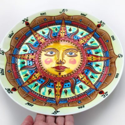 Декоративная тарелка на стену «Компас Солнце» в морском стиле
