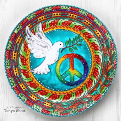тарелка голубь символ мира и любви