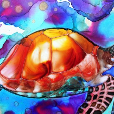 «Черепаха в море» Декоративная тарелка на стену