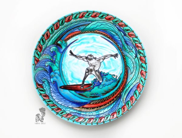 Серфинг покоряем волны декоративная тарелка на стену