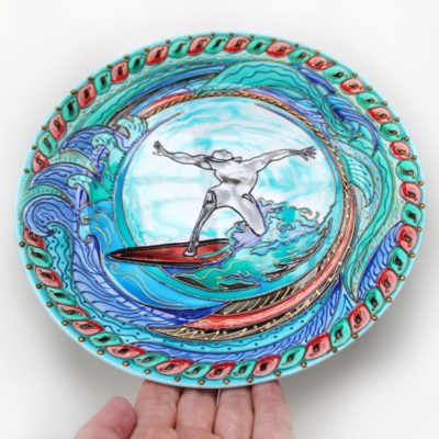 «Серфинг — покоряем волны» декоративная тарелка на стену