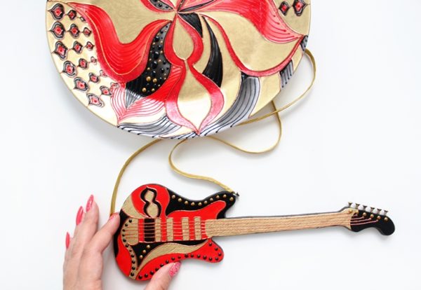 Декоративная тарелка на стену с гитарой Глэм-рок