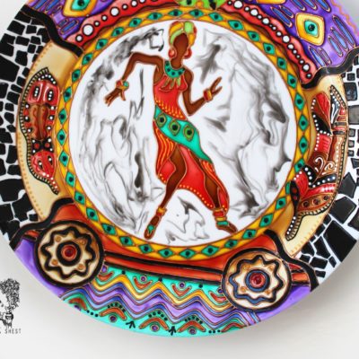 «Африканский танец» — Этнический стиль — Декоративная тарелка на стену