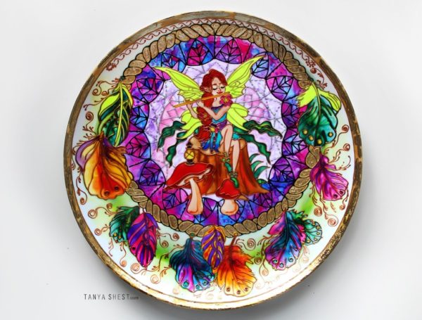 Декоративная тарелка Фея ловец снов