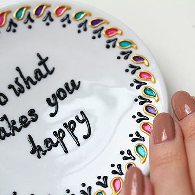 Декоративное блюдце «Do what you happy» ручная роспись