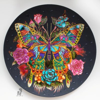 Декоративная тарелка капли росы Бабочка