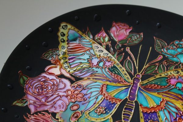 Декоративная тарелка капли росы Бабочка